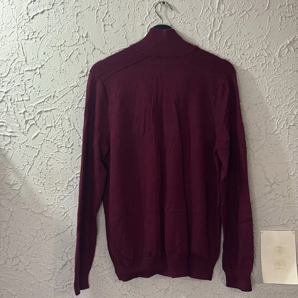 Banana Republic Button Zipper Mock Sweater Small 100% Merino Extra Fine Wool